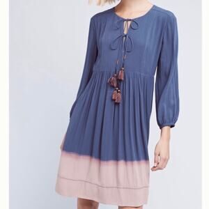 Holding Horses x Anthropologie Blue Dip Dye Tassel‎ Dress Size 10
